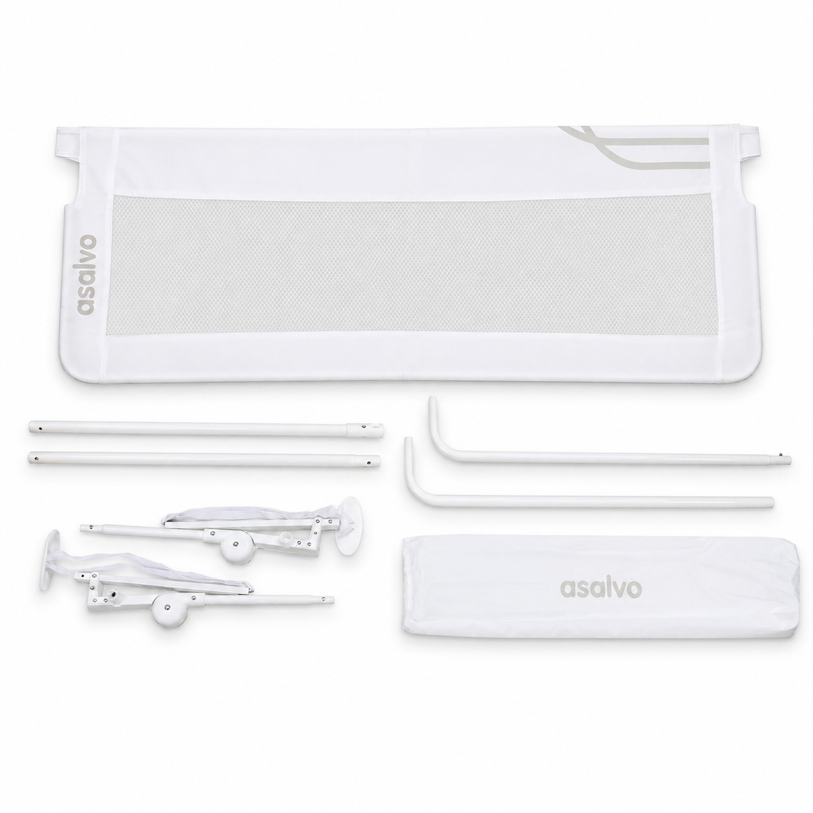 Barreira de cama 2-1 de 150 cm para cama de rodízio ou cama padrão branca