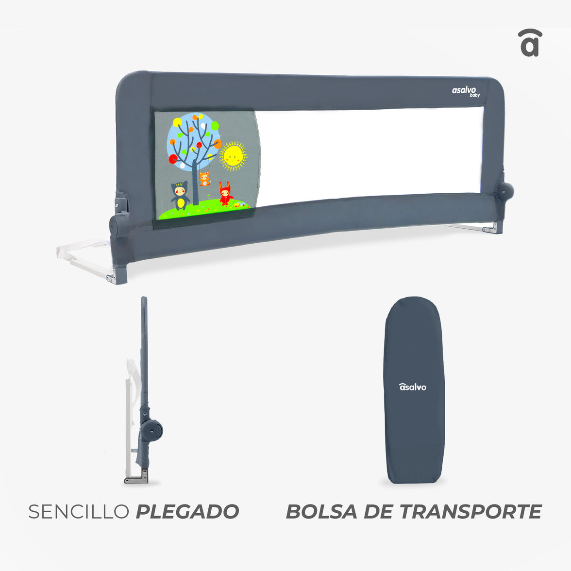 150cm 2-1 Bed Barrier for Nest or Standard Bed Gray Bunny