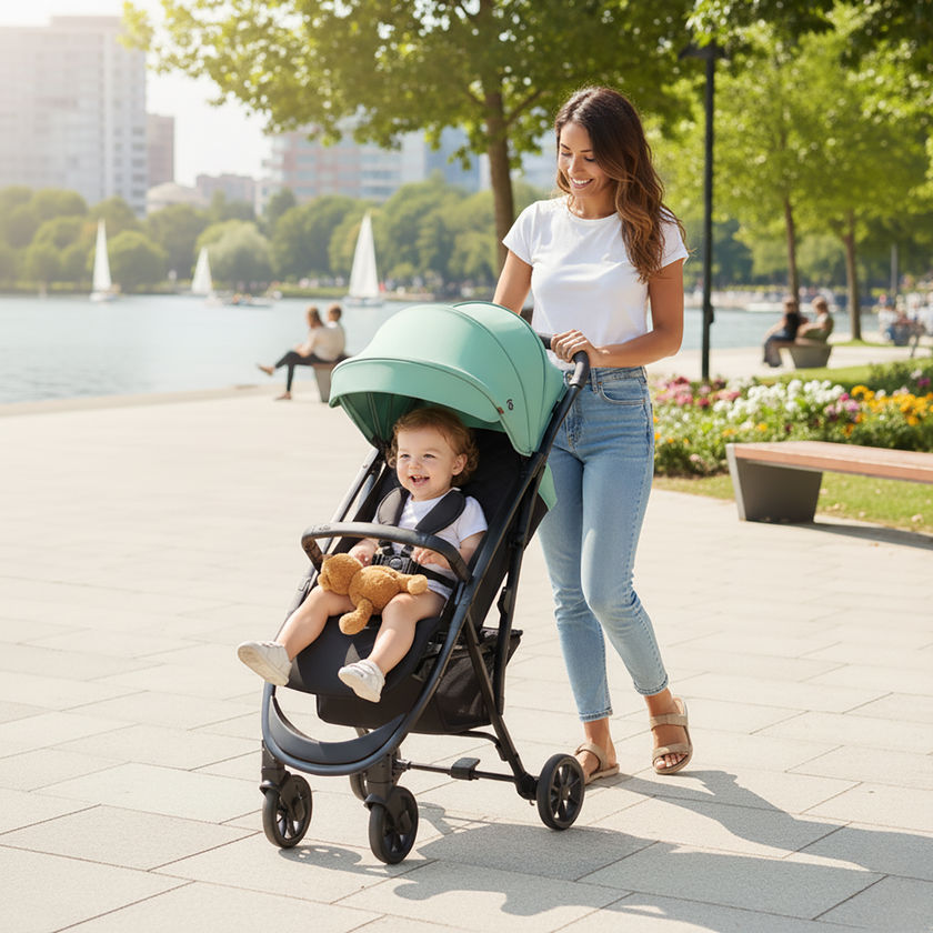 Cotton 2 Green Stroller - Strollers - Asalvo
