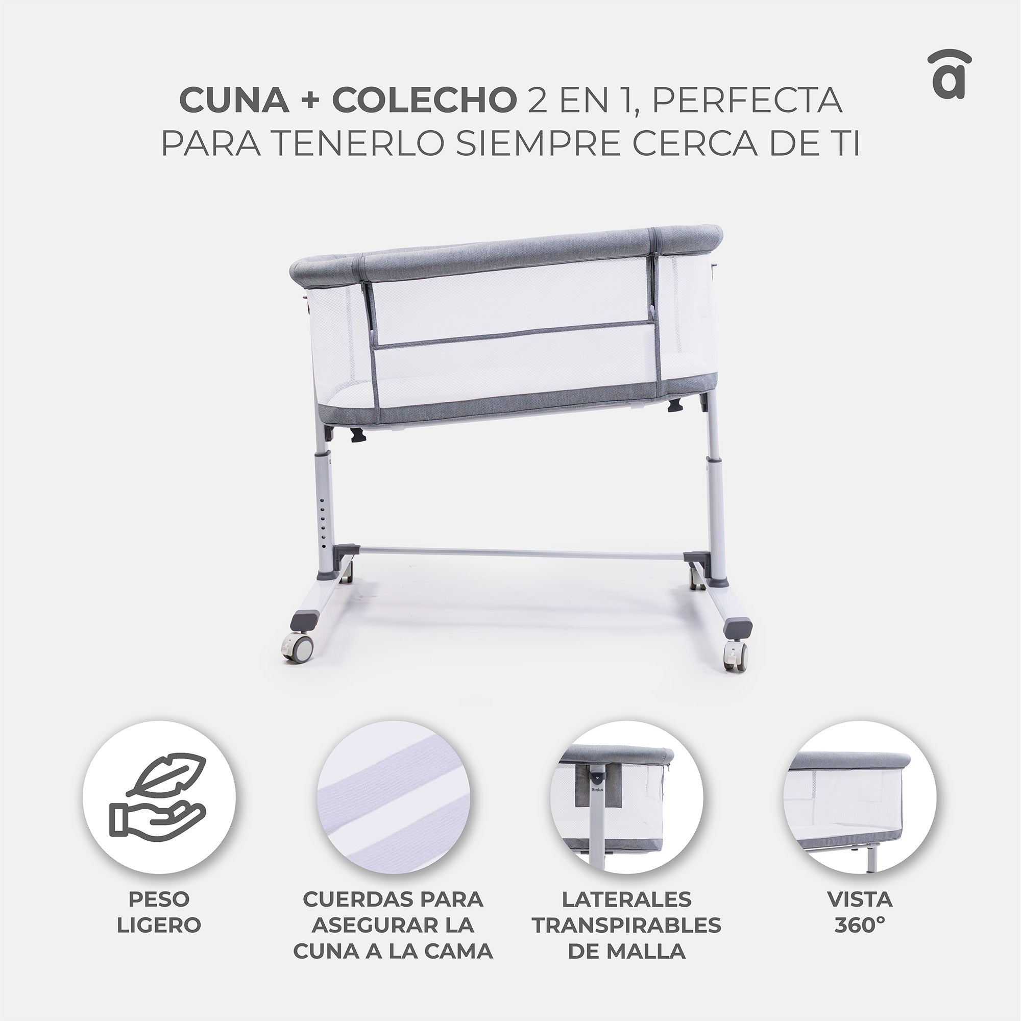 Sky beige co-sleeping mini crib