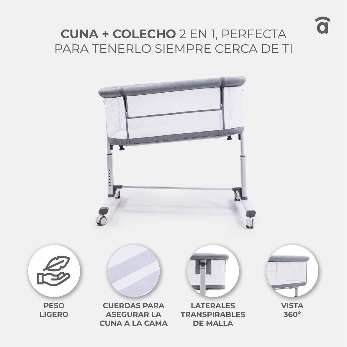 Sky beige co-sleeping mini crib