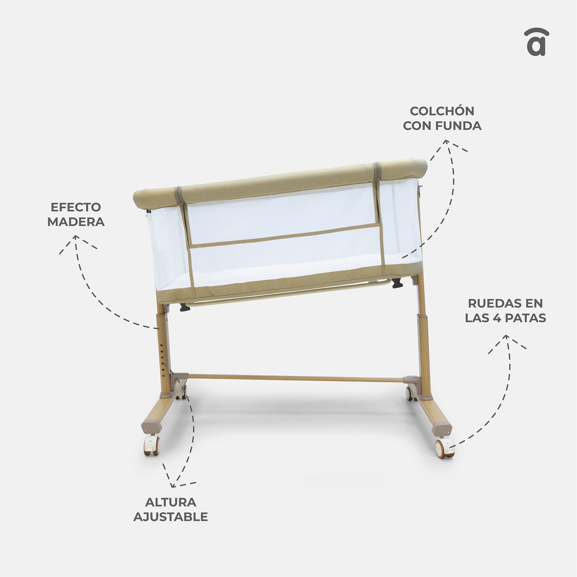 Sky beige co-sleeping mini crib