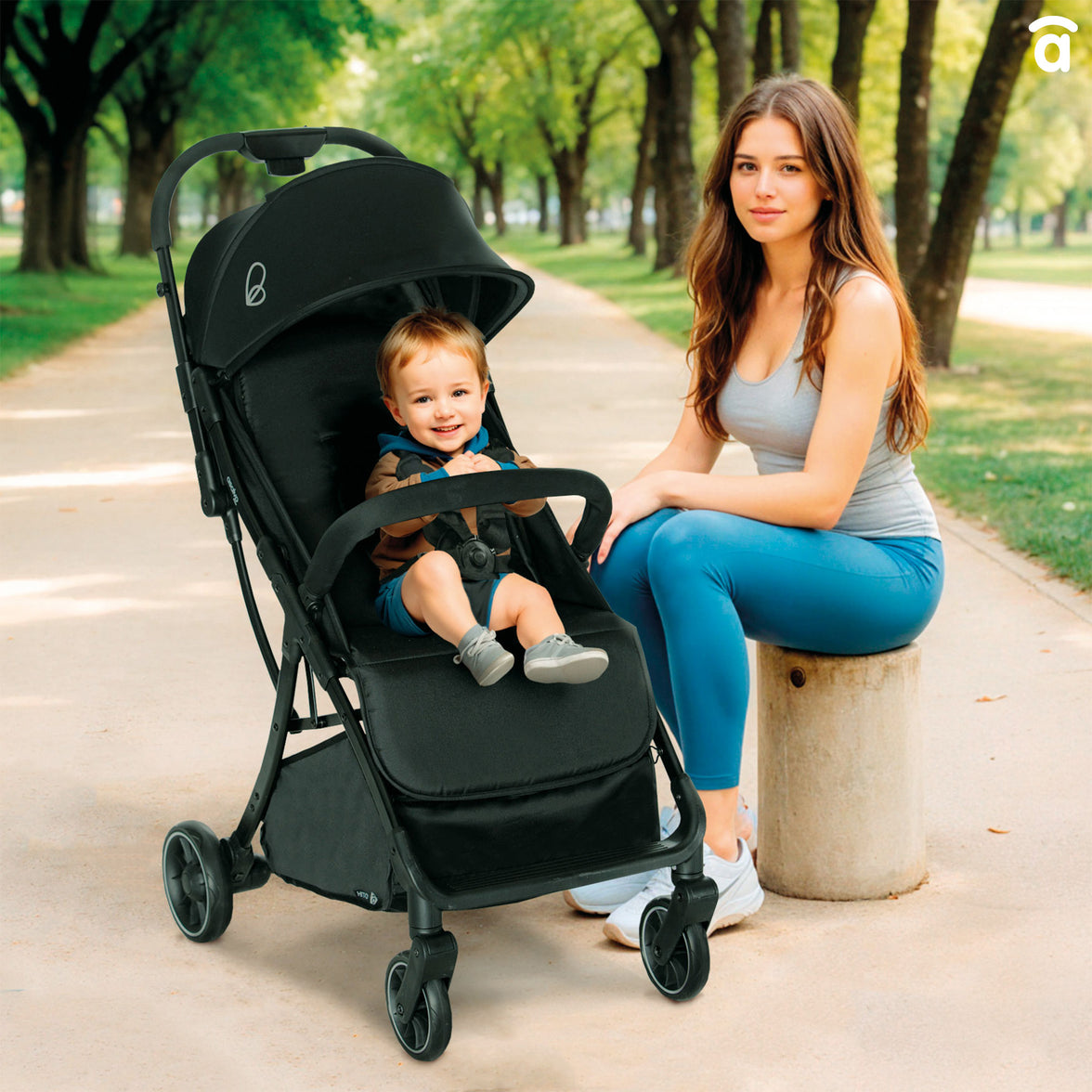 Hito black stroller