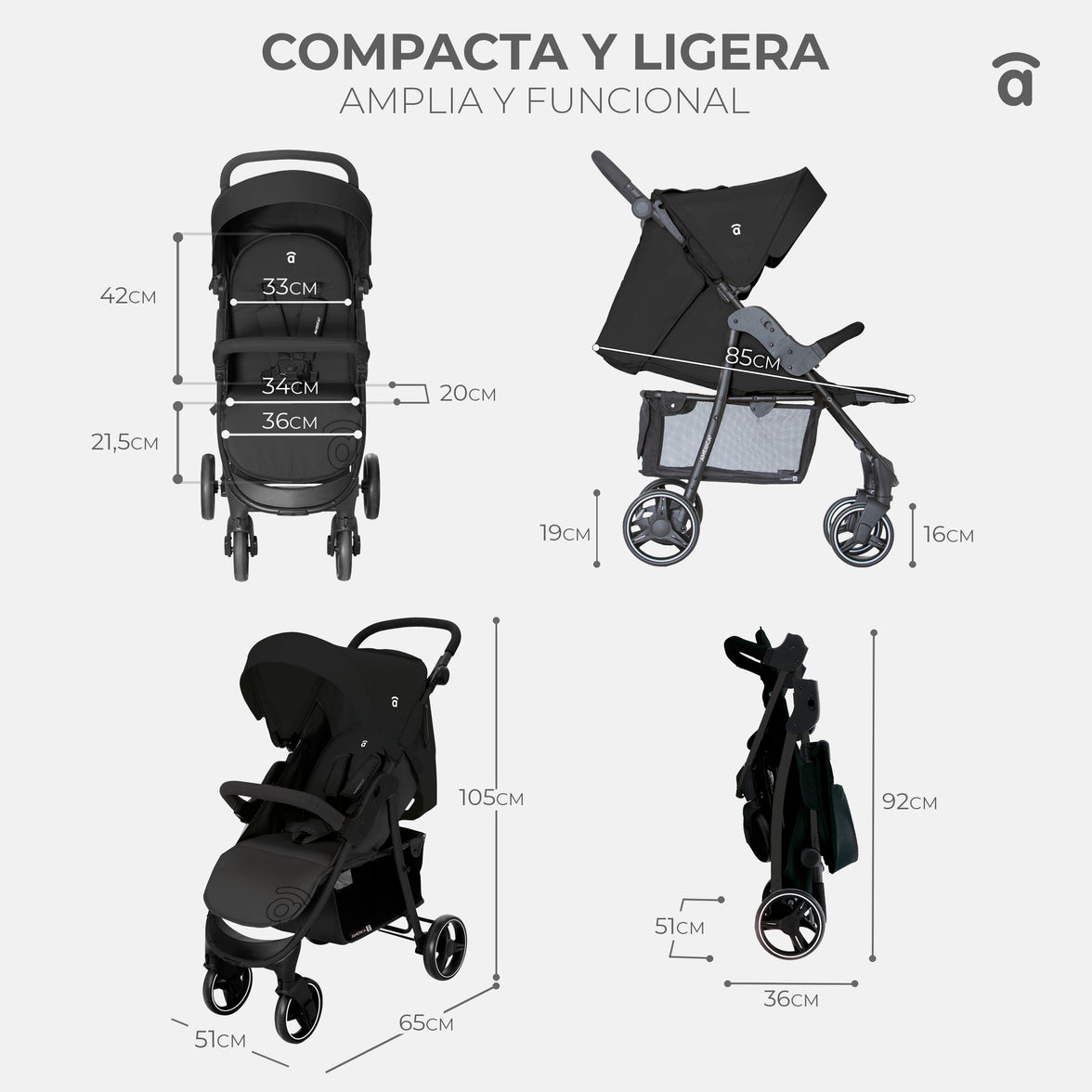 Silla de paseo América 3 negro