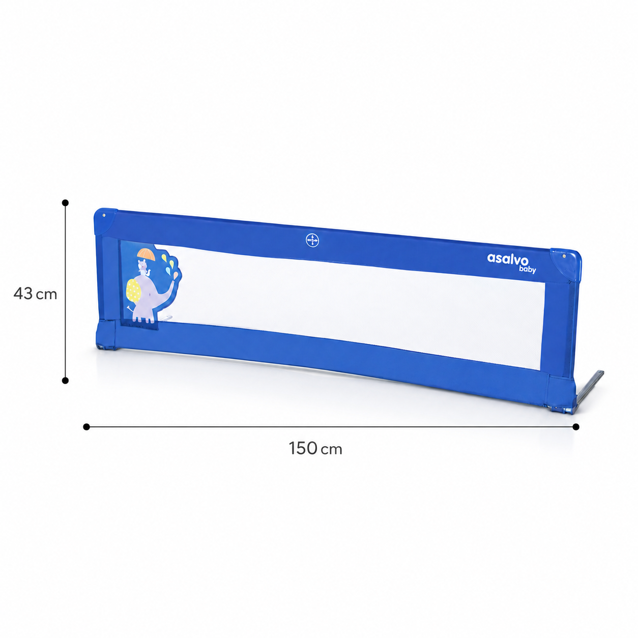 Barreira de cama de 150 cm para cama padrão elefante azul