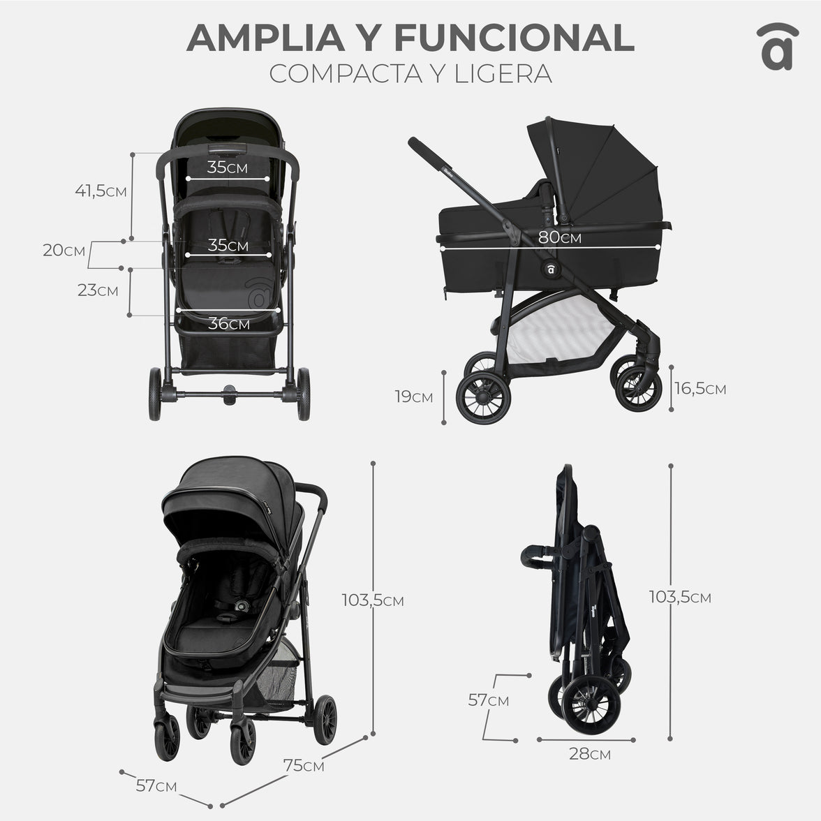 Trio Conversível Biarritz Preto