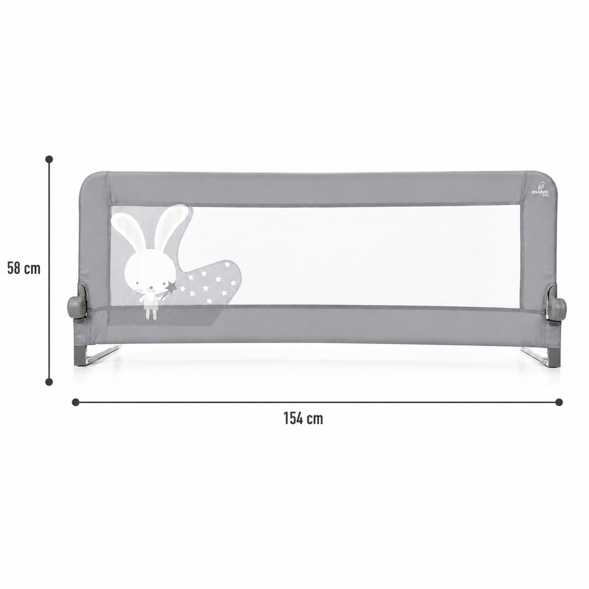 Barreira de cama 2-1 de 150 cm para ninho ou cama padrão Grey Bunny
