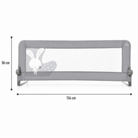 Barreira de cama 2-1 de 150 cm para ninho ou cama padrão Grey Bunny