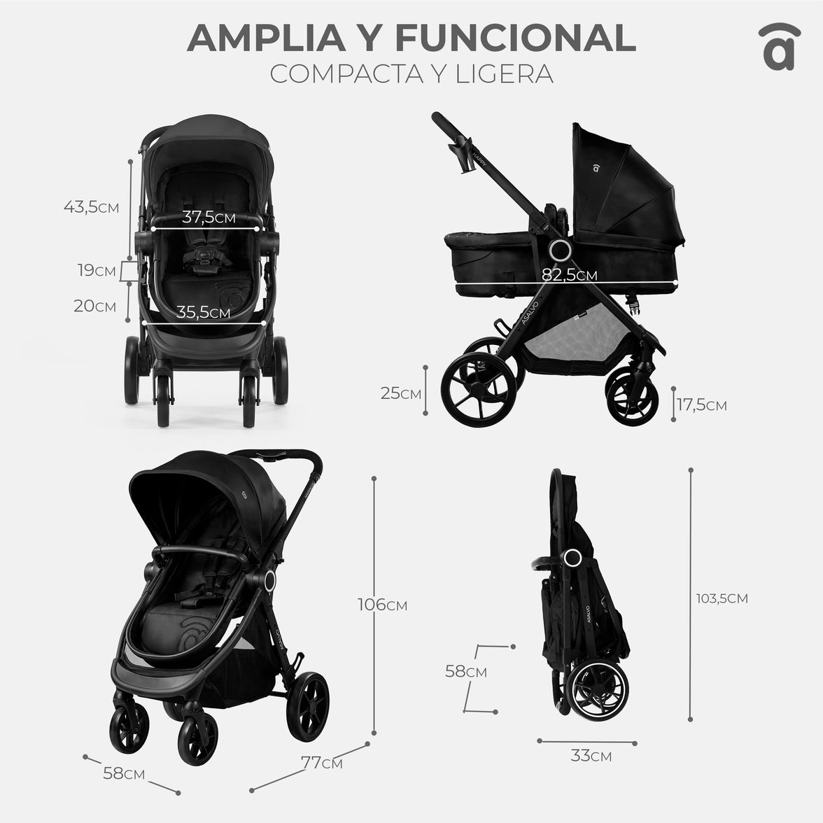 Black Happy Convertible Trio