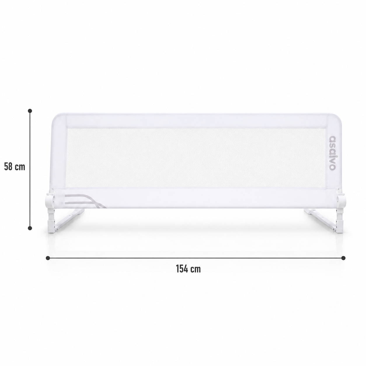 Barreira de cama 2-1 de 150 cm para cama de rodízio ou cama padrão branca