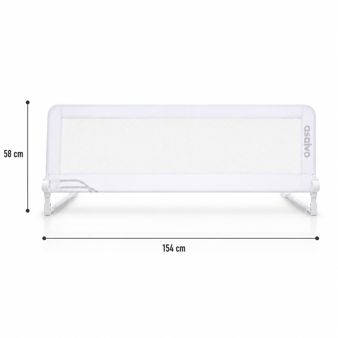 Barreira de cama 2-1 de 150 cm para cama de rodízio ou cama padrão branca