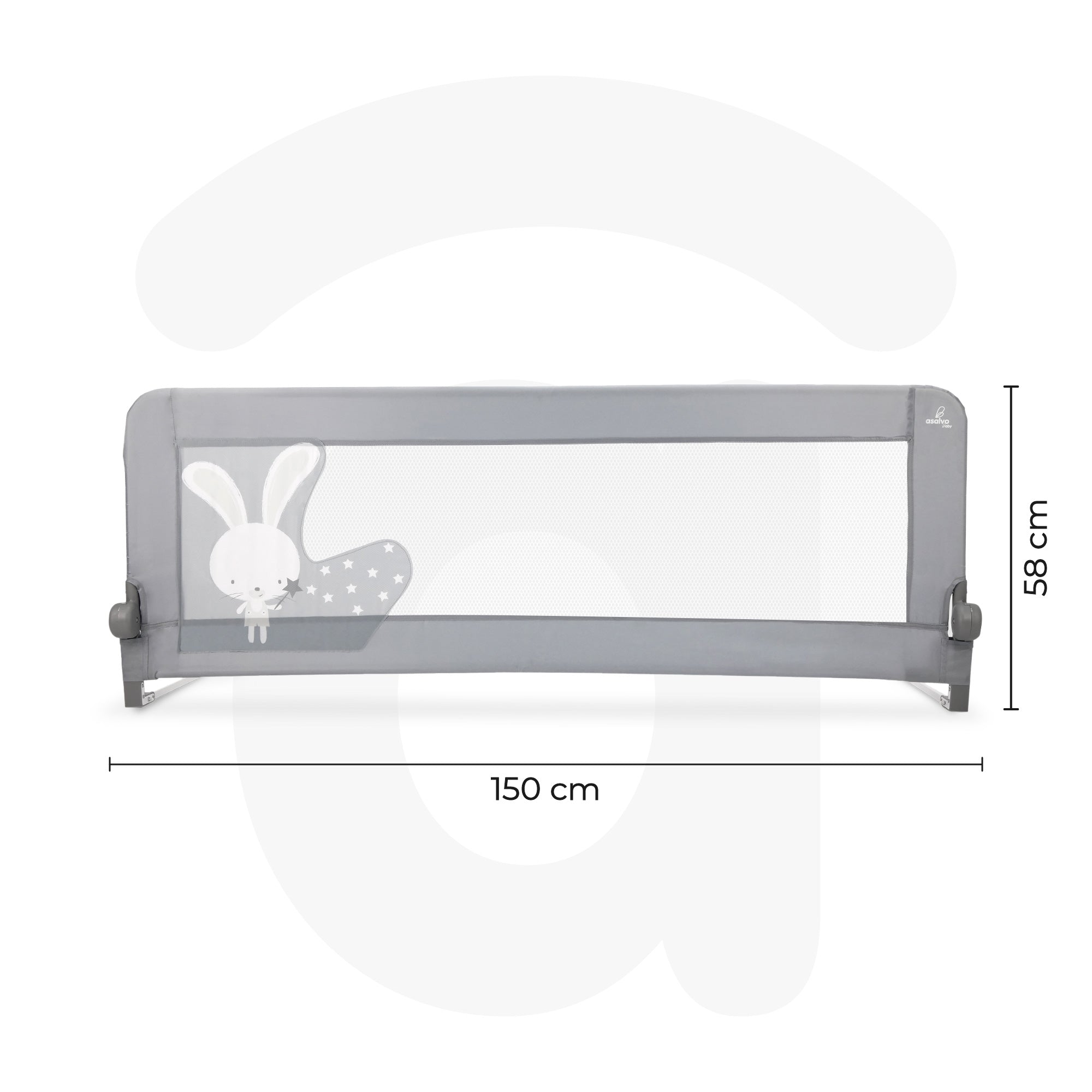 150cm 2-1 Bed Barrier for Nest or Standard Bed Gray Bunny