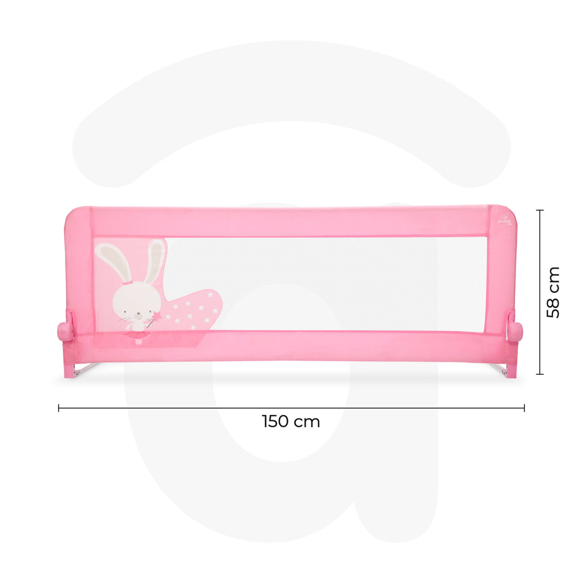 150cm 2-1 Bed Barrier for Nest or Standard Bed Pink Bunny