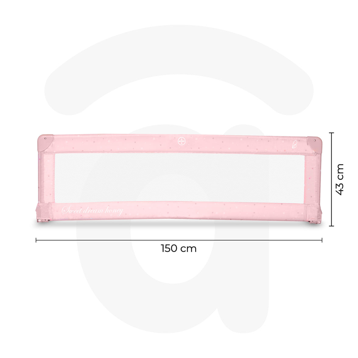 150cm Bed Barrier for Standard Bed Pink Stars