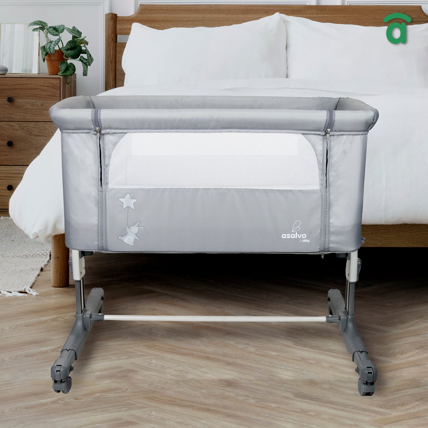 Calm Gray Co-Sleeping Mini Crib