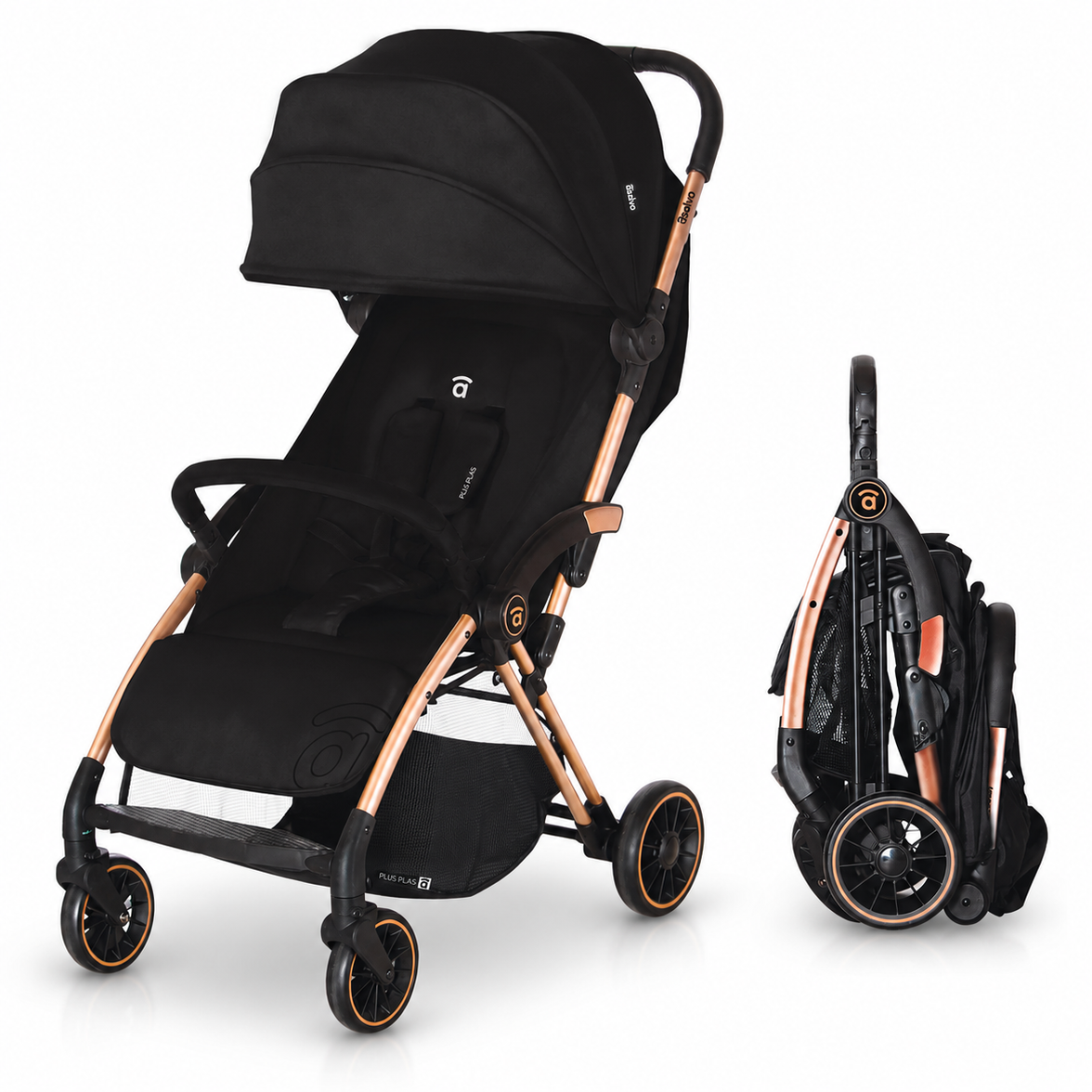 Plis Plas black-gold stroller