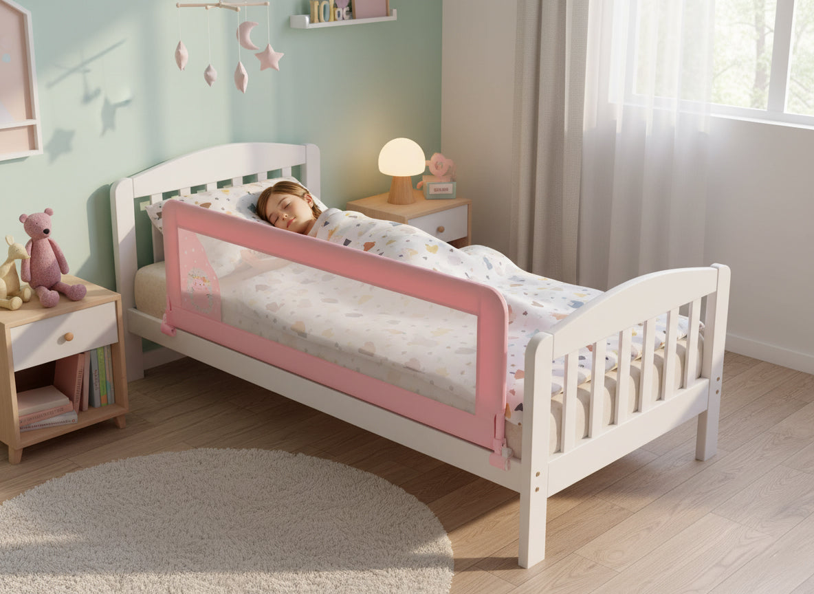 Barrera de cama 2-1  de 150cm para cama Nido o Standard Erizo Rosa