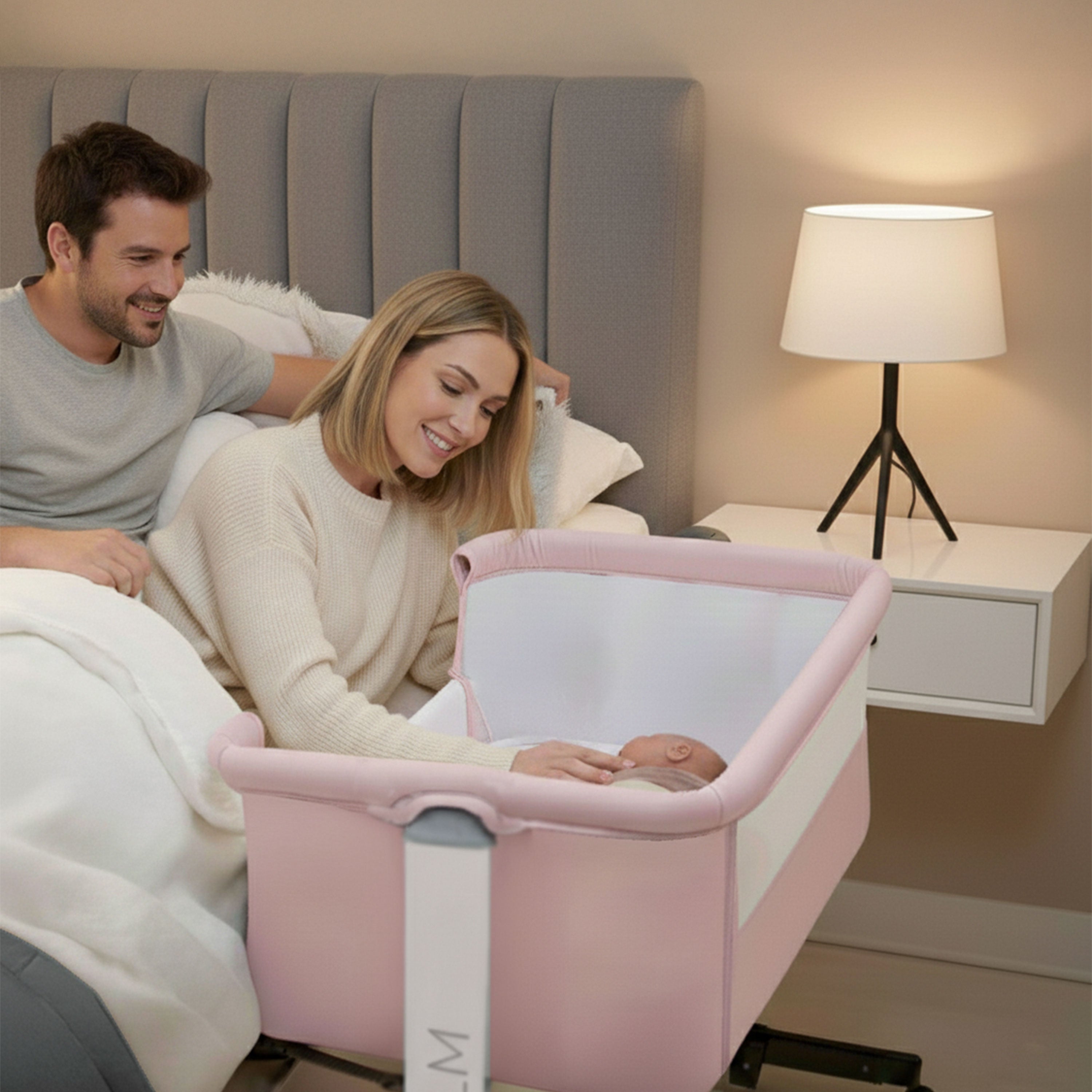 Calm Pink Co-Sleeping Mini Crib