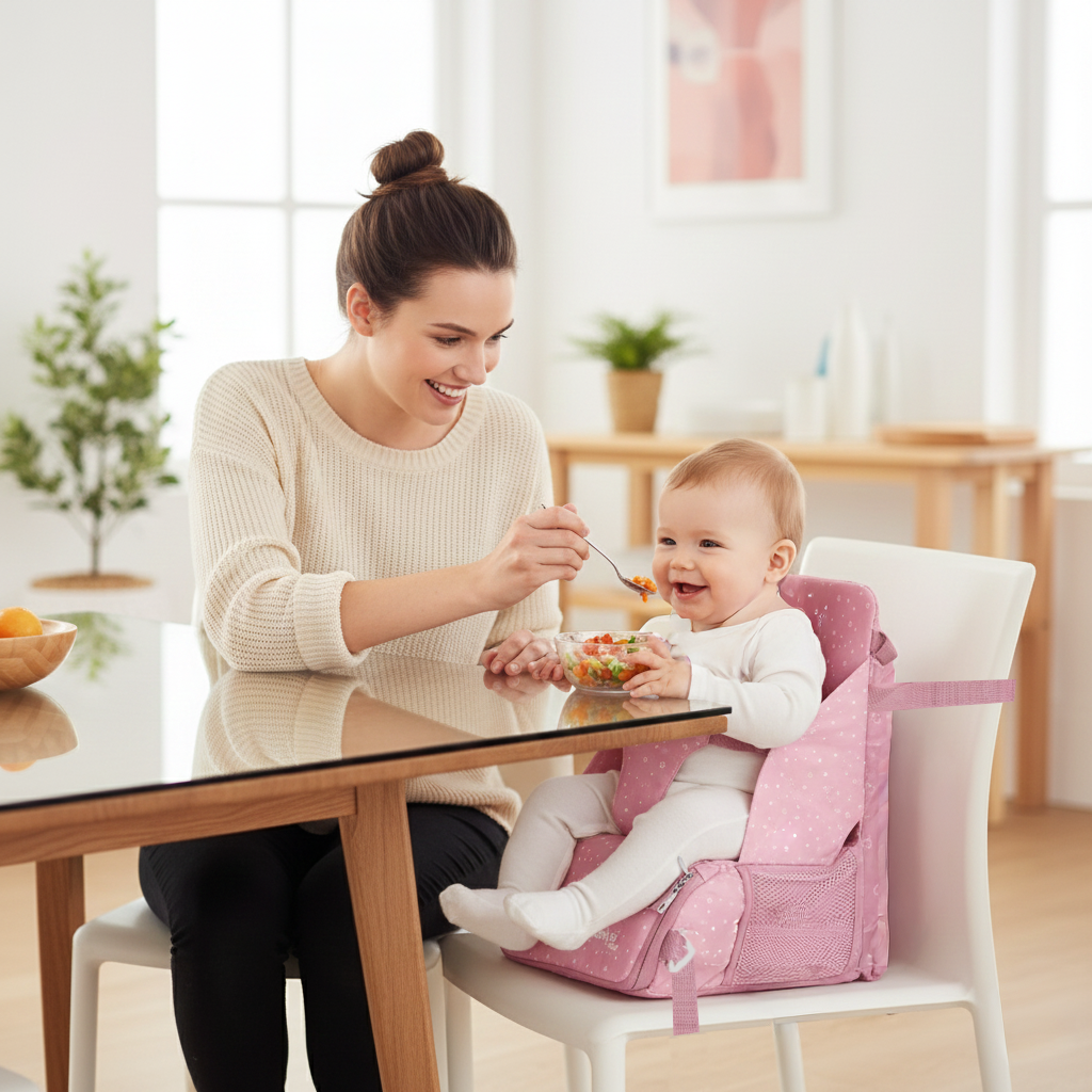 Travel highchair - Pink Stars Hummus Bag