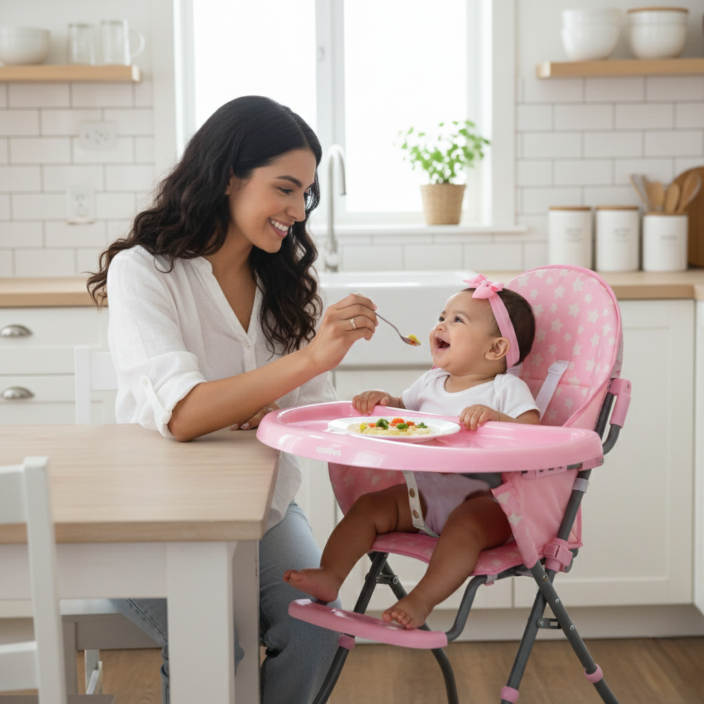 Pink Stars Quick Highchair