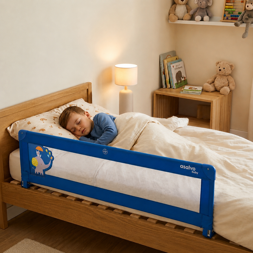 Barreira de cama de 150 cm para cama padrão elefante azul