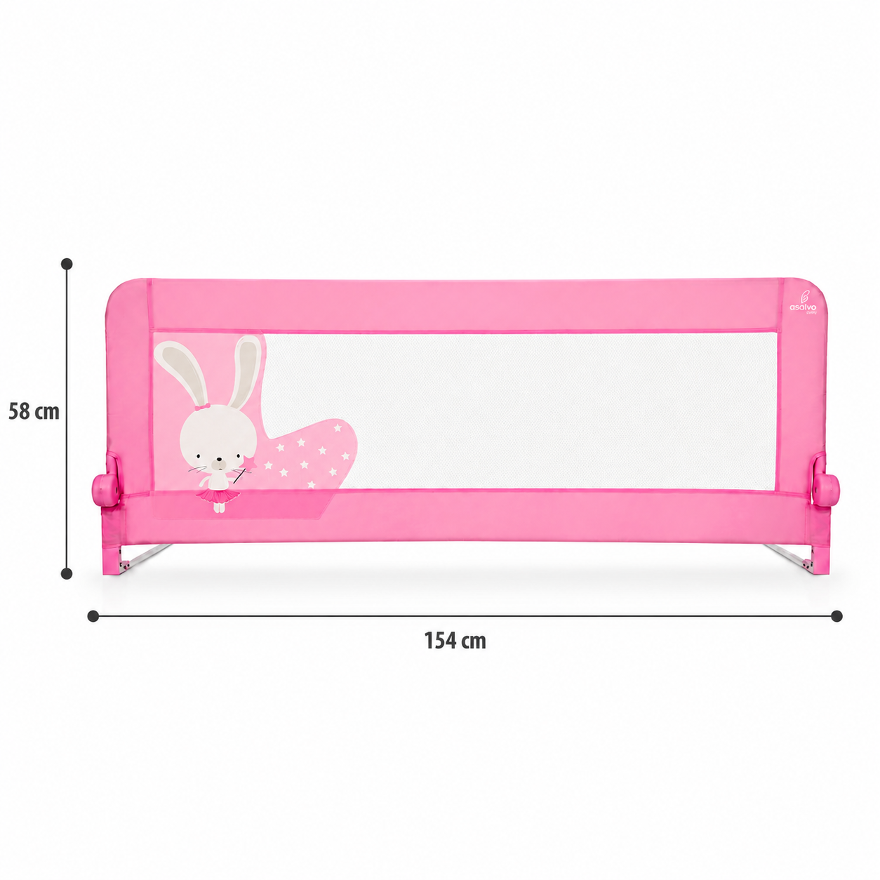 Barrera de Cama 2-1 de 150cm para cama Nido o Standard Conejito Rosa