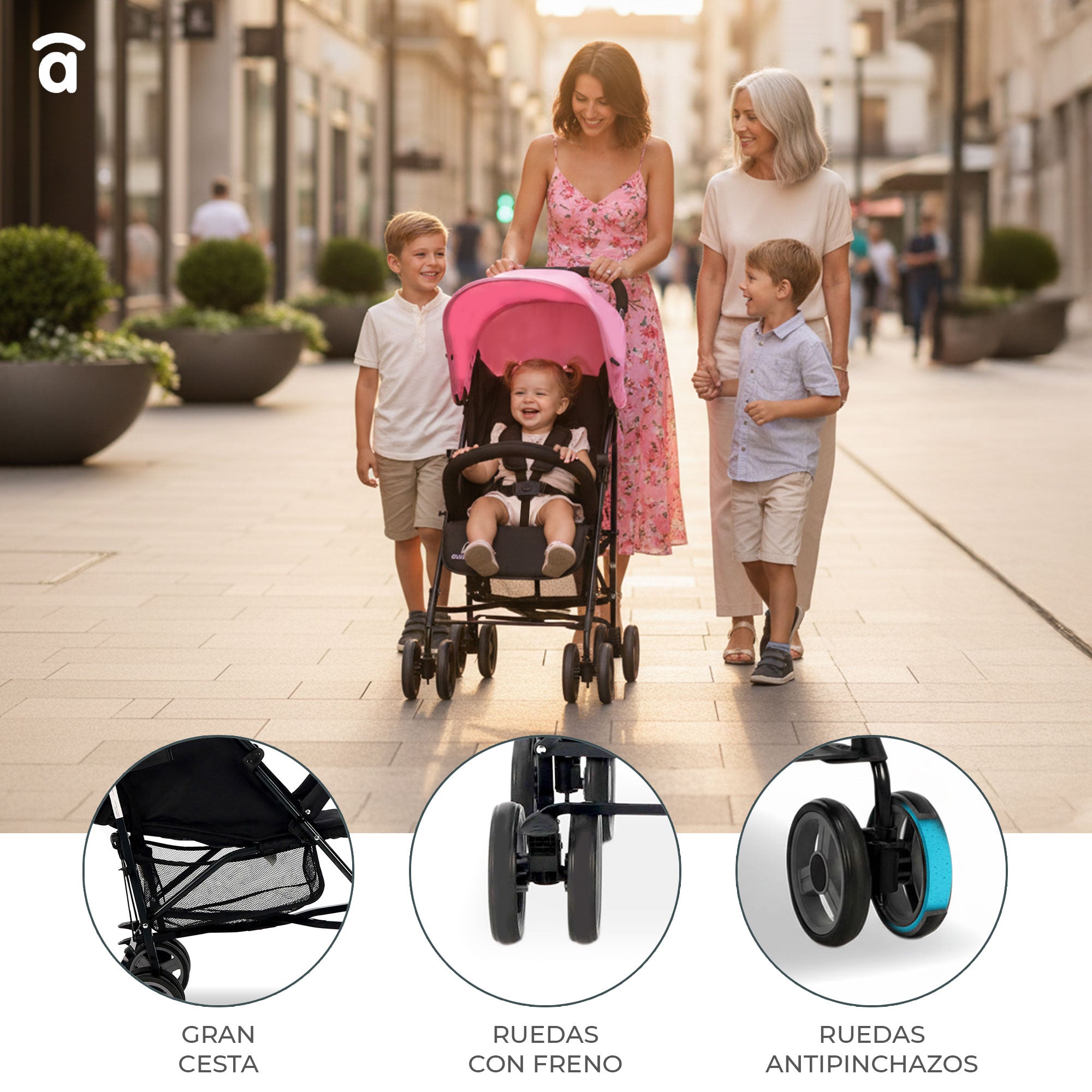 Trotter Plus Stroller Pink-Black