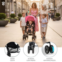 Trotter Plus Stroller Pink-Black