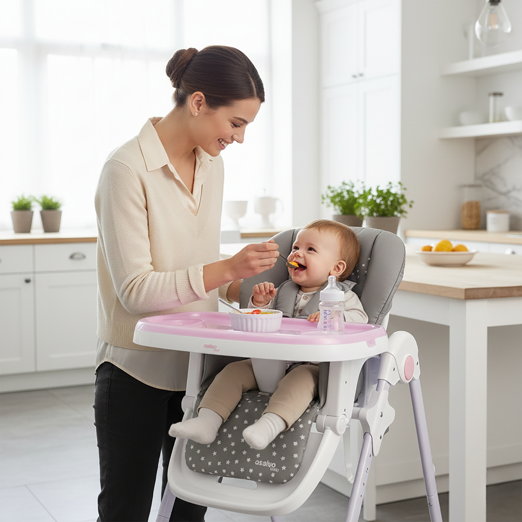 Pink Bunny Highchair with Wheels