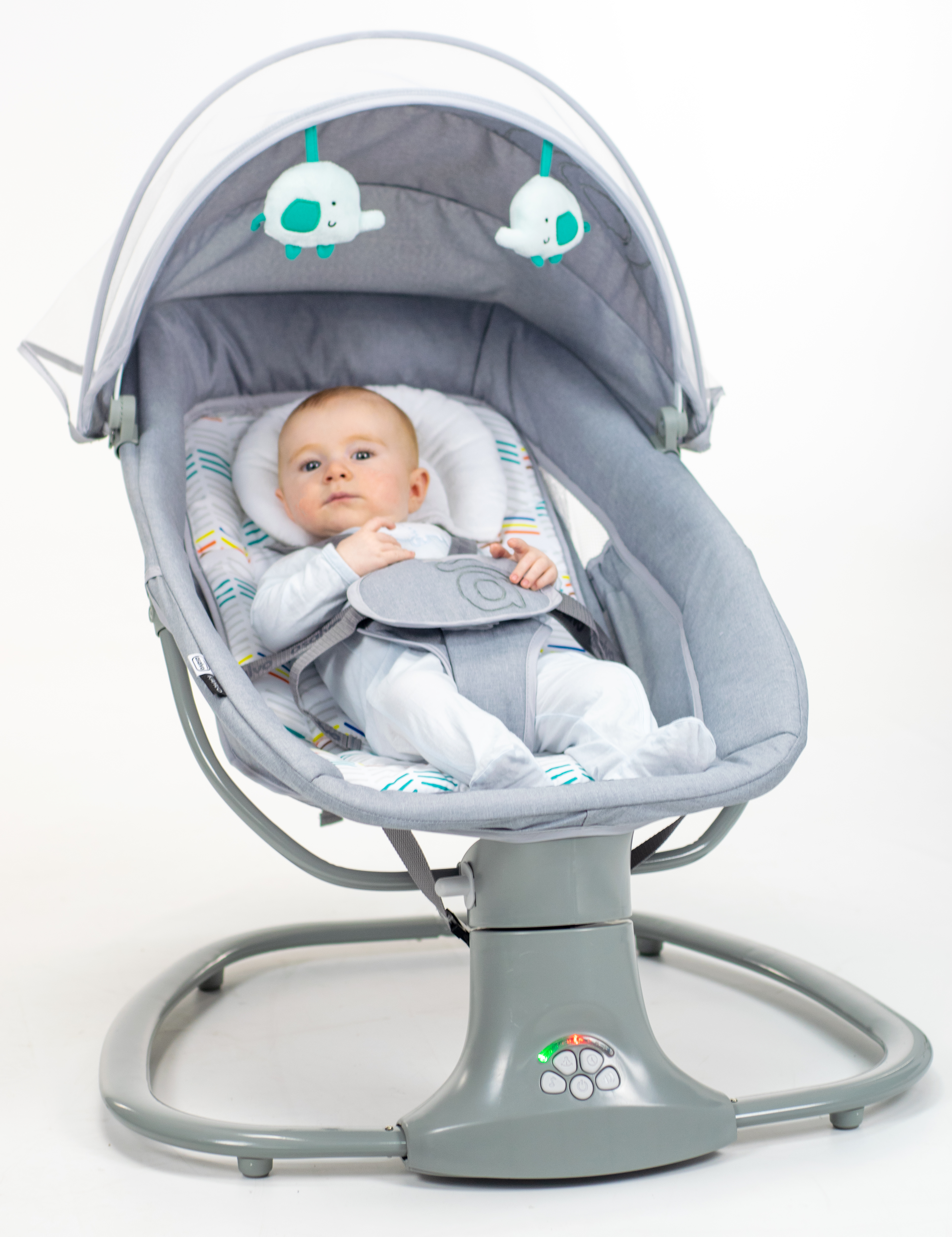 Balancín eléctrico gris para bebés de 0 a 12 meses, balancín